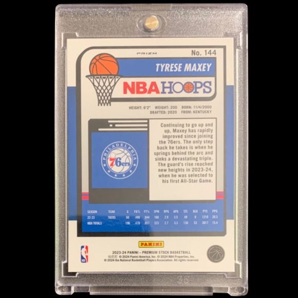 Tyrese Maxey silver ice refractor basketball card - Philadelphia 76ers NBA - Picture 2 of 2